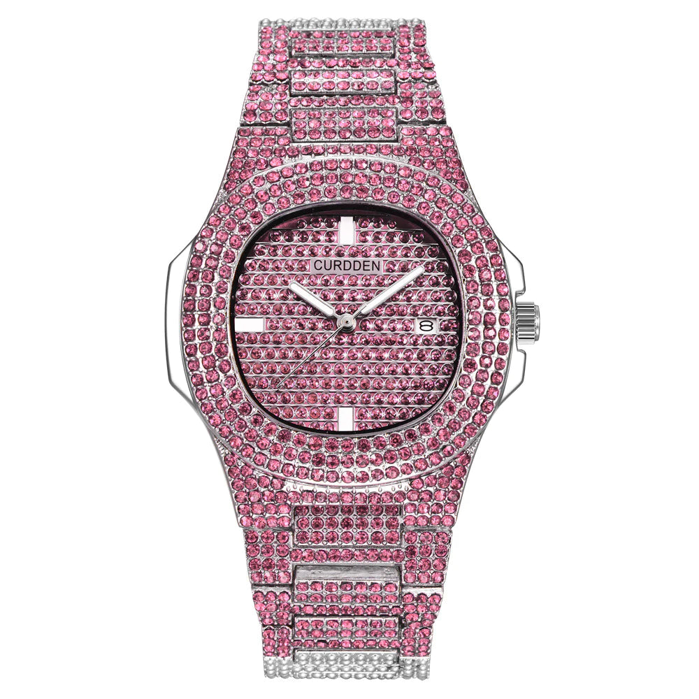 Mens Watches Luxury Brand Fashion Diamond Date Quartz Watch