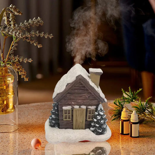 Resin Log Cabin Incense Burner Creative Christmas Cottage Incense Burner Sandalwood Aromatherapy Diffuser Furnace Home Decor