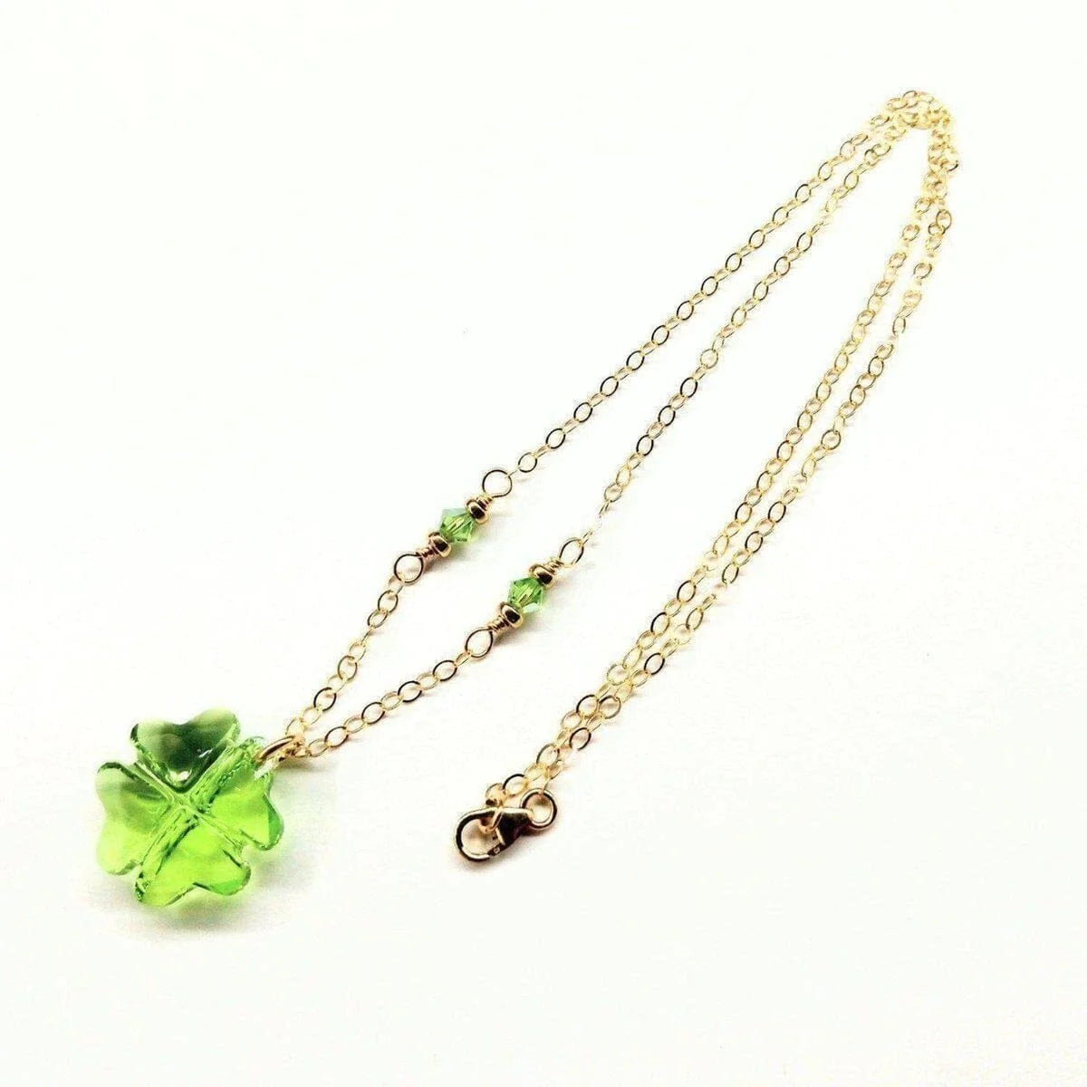 "Radiate Luck with our Exclusive 2023 Limited Edition Light Green Crystal Clover Necklace"