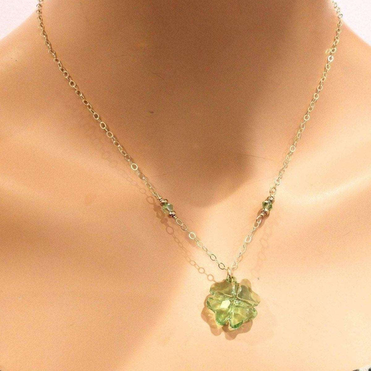 "Radiate Luck with our Exclusive 2023 Limited Edition Light Green Crystal Clover Necklace"