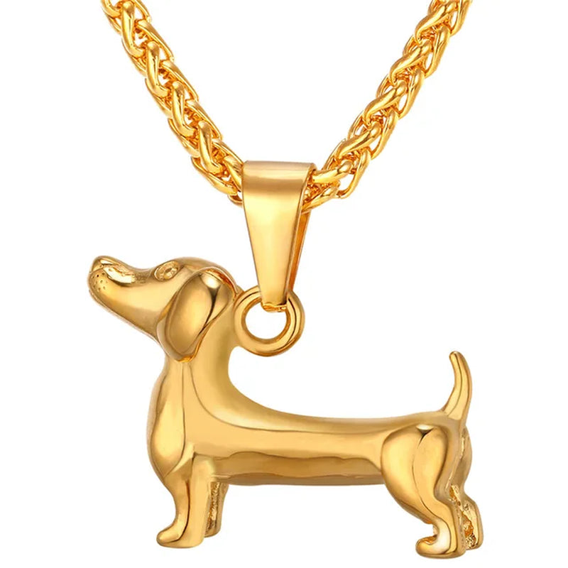 "Dachshund Delight: Stylish Stainless Steel Dog Necklace for Men - Perfect Gift for Sausage Dog Lovers!"