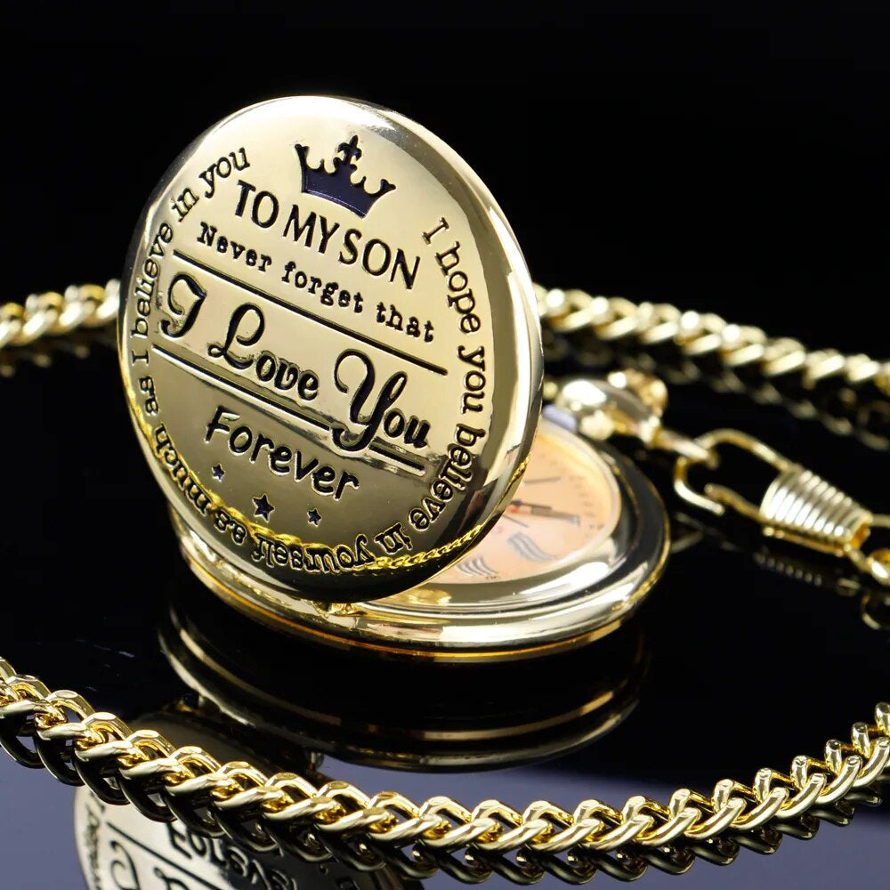 Best Gift Quartz Pocket Watch Chain to My Son Necklace Fob Watches Men Children'S Day Kids Boy Gift Present Reloj De Bolsillo