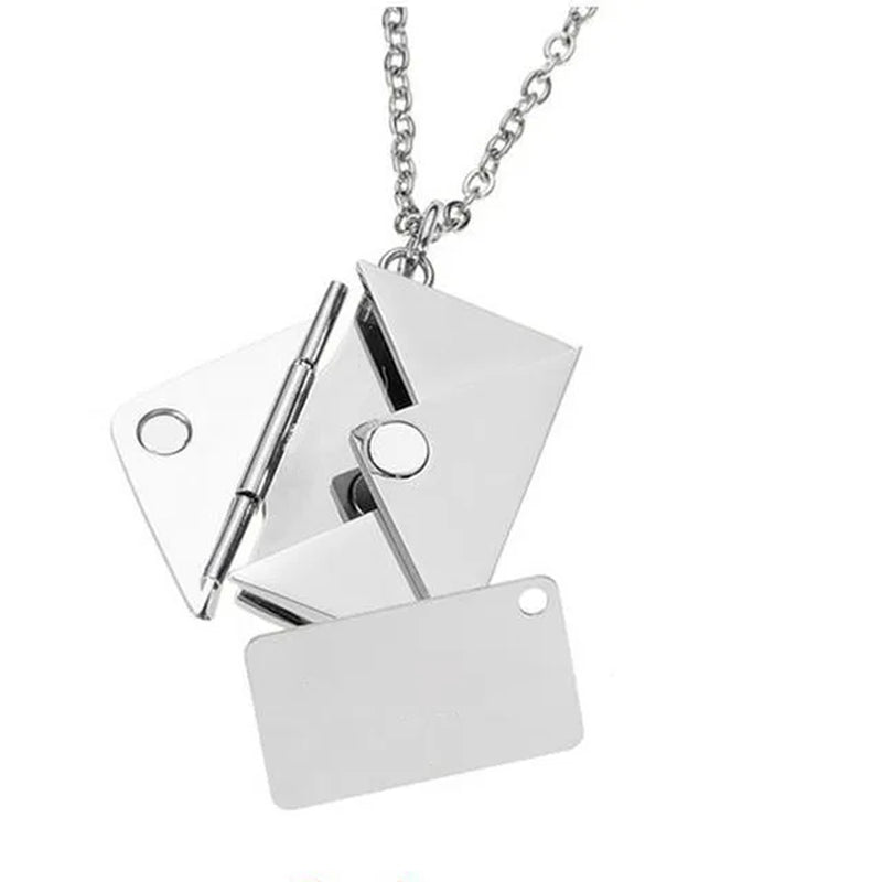 Stainless Steel Envelope Necklace Metal Envelope Pendant Necklaces Choker Mirror Polished Wholesale 5Pcs