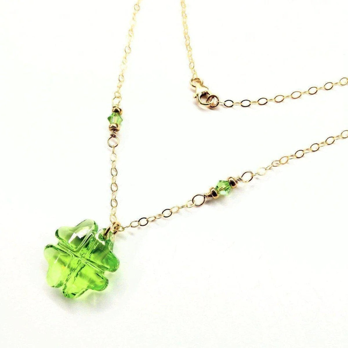 "Radiate Luck with our Exclusive 2023 Limited Edition Light Green Crystal Clover Necklace"