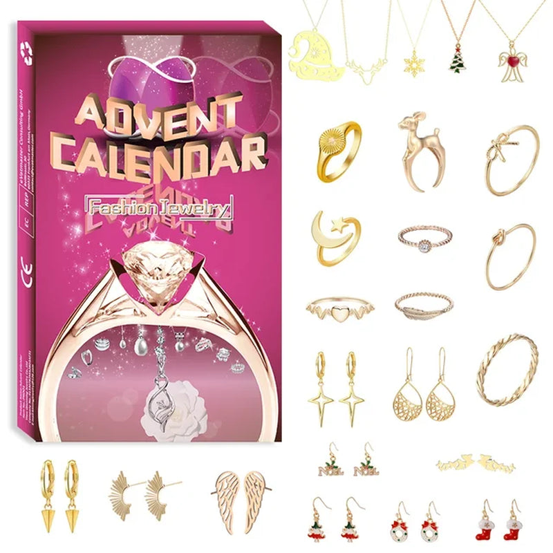 24 Days DIY Advent Calendar Jewelry Gift Box Blue Jewelry Bracelets Set for Girls Kids 2023 Countdown Christmas Advent Calendar