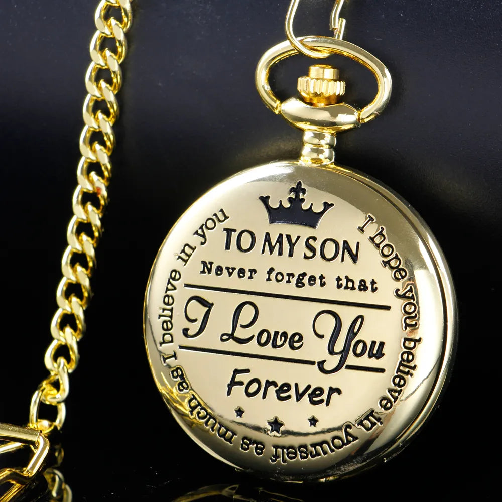 Best Gift Quartz Pocket Watch Chain to My Son Necklace Fob Watches Men Children'S Day Kids Boy Gift Present Reloj De Bolsillo