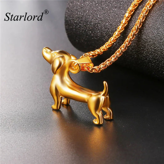 "Dachshund Delight: Stylish Stainless Steel Dog Necklace for Men - Perfect Gift for Sausage Dog Lovers!"