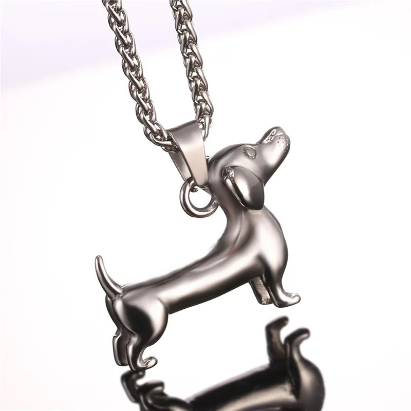 "Dachshund Delight: Stylish Stainless Steel Dog Necklace for Men - Perfect Gift for Sausage Dog Lovers!"