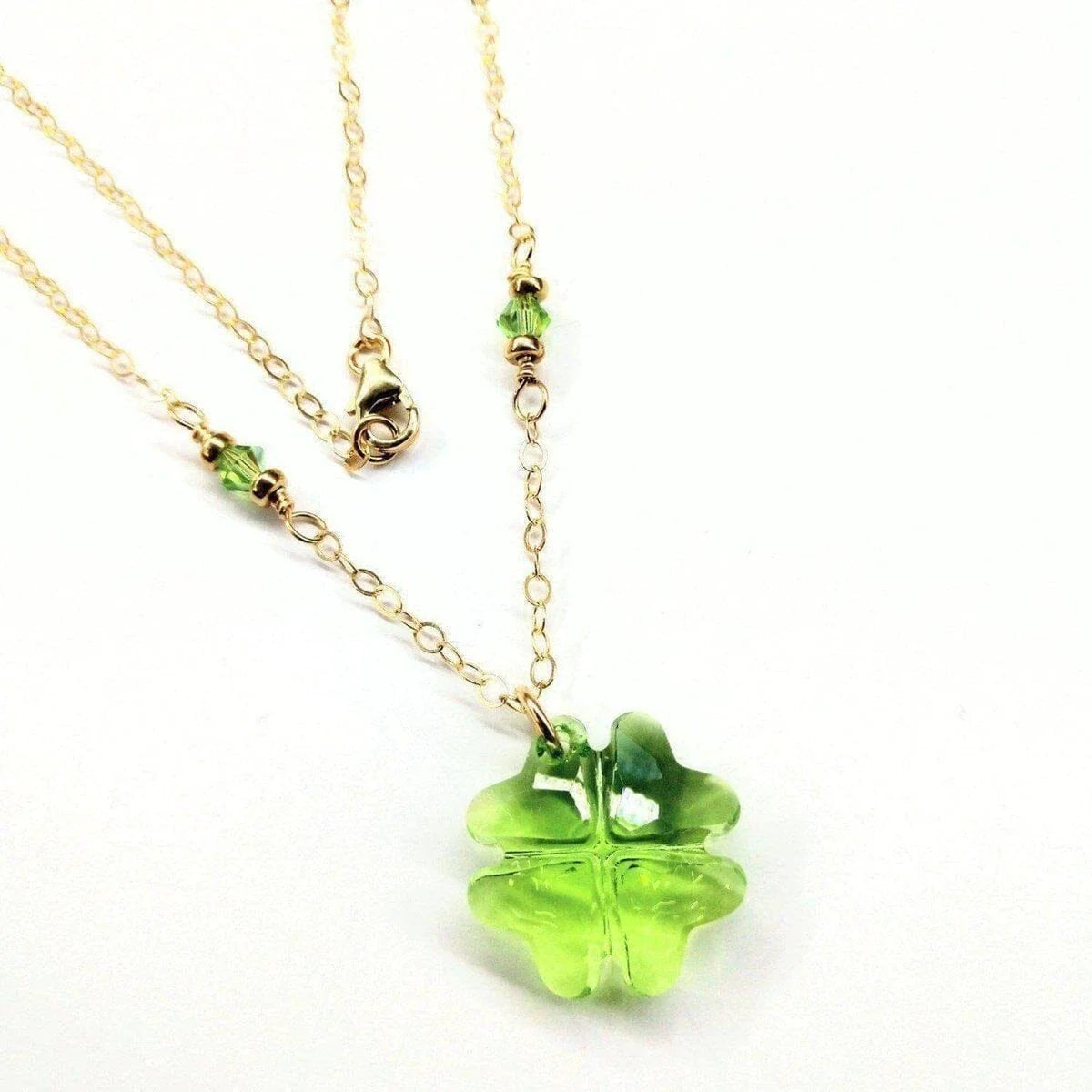 "Radiate Luck with our Exclusive 2023 Limited Edition Light Green Crystal Clover Necklace"