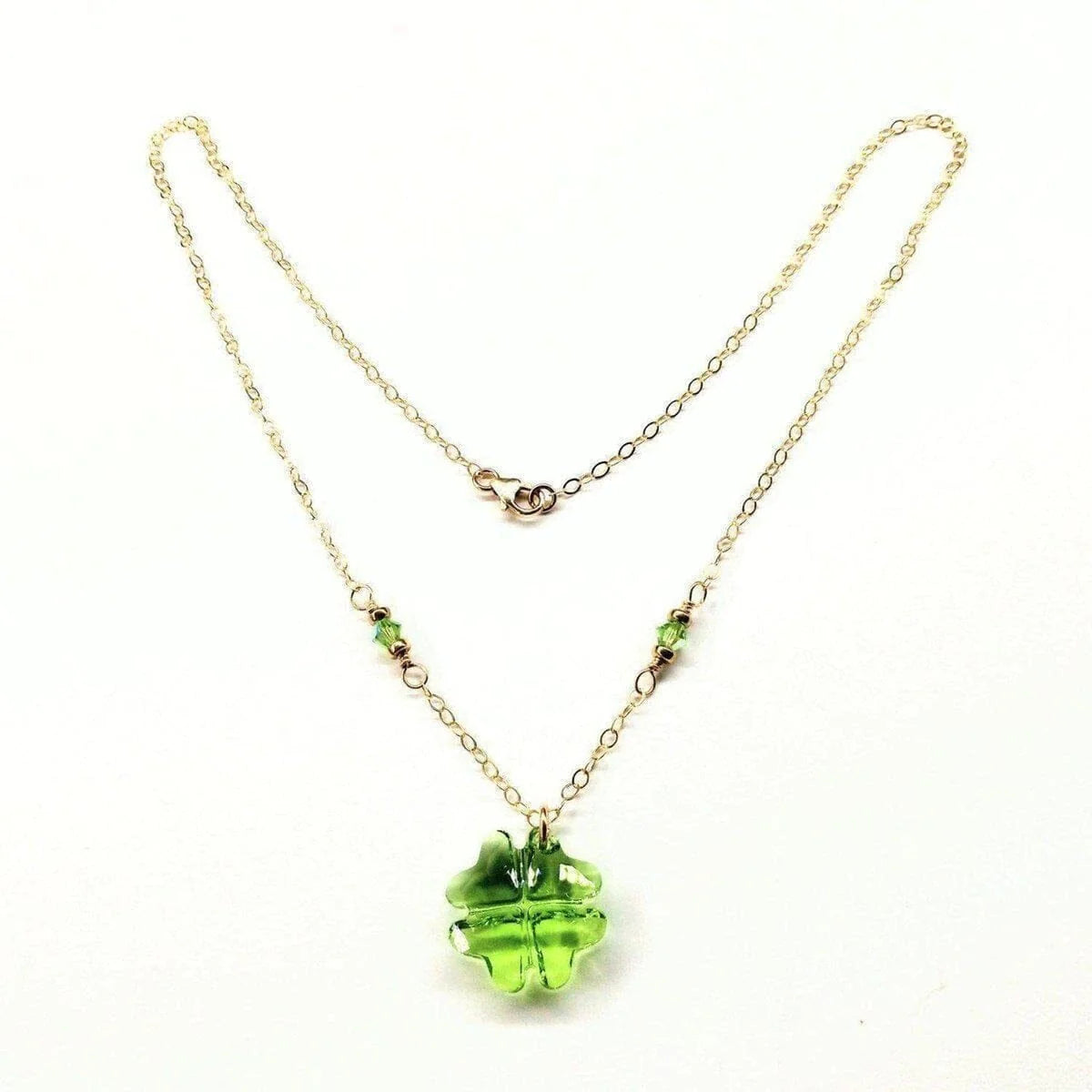 "Radiate Luck with our Exclusive 2023 Limited Edition Light Green Crystal Clover Necklace"